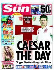 The Sun (UK) Newspaper Front Page for 24 June 2012