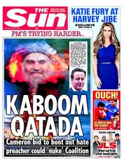 The Sun (UK) Newspaper Front Page for 25 April 2013