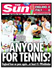 The Sun (UK) Newspaper Front Page for 25 June 2012
