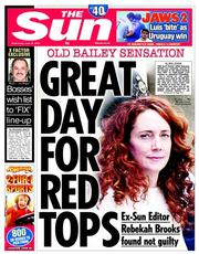 The Sun (UK) Newspaper Front Page for 25 June 2014