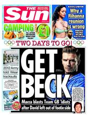 The Sun (UK) Newspaper Front Page for 25 July 2012