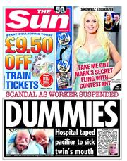 The Sun (UK) Newspaper Front Page for 26 January 2013
