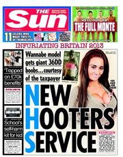 The Sun (UK) Newspaper Front Page for 26 March 2013