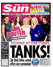 The Sun (UK) Newspaper Front Page for 27 June 2012