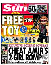 The Sun (UK) Newspaper Front Page for 28 October 2012