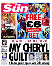 The Sun (UK) Newspaper Front Page for 28 May 2011