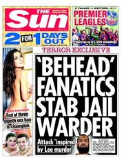 The Sun (UK) Newspaper Front Page for 28 May 2013