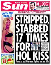 The Sun (UK) Newspaper Front Page for 28 June 2013