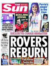 The Sun (UK) Newspaper Front Page for 29 January 2013