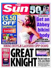 The Sun (UK) Newspaper Front Page for 29 July 2012