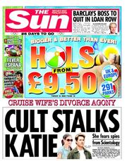 The Sun (UK) Newspaper Front Page for 2 July 2012