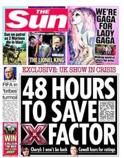 The Sun (UK) Newspaper Front Page for 30 May 2011