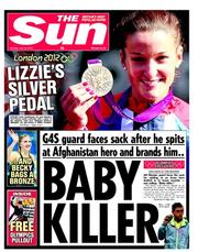 The Sun (UK) Newspaper Front Page for 30 July 2012