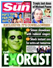 The Sun (UK) Newspaper Front Page for 31 October 2014
