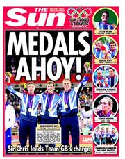 The Sun (UK) Newspaper Front Page for 3 August 2012