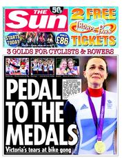 The Sun (UK) Newspaper Front Page for 4 August 2012