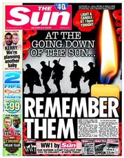 The Sun (UK) Newspaper Front Page for 4 August 2014