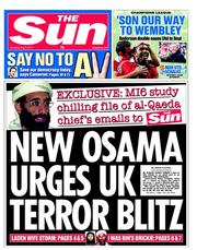 The Sun (UK) Newspaper Front Page for 5 May 2011