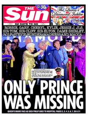 The Sun (UK) Newspaper Front Page for 5 June 2012
