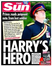 The Sun (UK) Newspaper Front Page for 5 August 2014