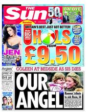 The Sun (UK) Newspaper Front Page for 6 January 2013