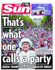 The Sun (UK) Newspaper Front Page for 6 June 2012