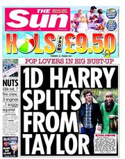 The Sun (UK) Newspaper Front Page for 8 January 2013