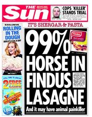 The Sun (UK) Newspaper Front Page for 8 February 2013