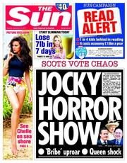 The Sun (UK) Newspaper Front Page for 8 September 2014