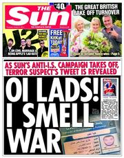 The Sun (UK) Newspaper Front Page for 9 October 2014