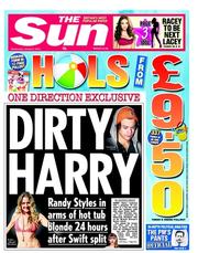 The Sun (UK) Newspaper Front Page for 9 January 2013