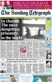 The Sunday Telegraph (UK) Newspaper Front Page for 10 June 2012