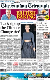 The Sunday Telegraph Newspaper Front Page (UK) for 12 October 2014