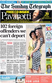 The Sunday Telegraph (UK) Newspaper Front Page for 12 June 2011
