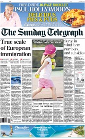 The Sunday Telegraph Newspaper Front Page (UK) for 13 October 2013