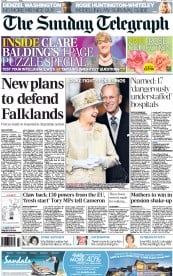 The Sunday Telegraph Newspaper Front Page (UK) for 13 January 2013
