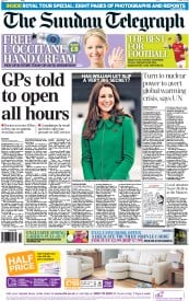 The Sunday Telegraph (UK) Newspaper Front Page for 13 April 2014