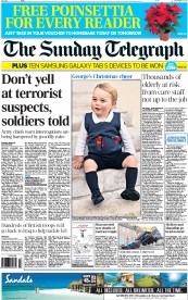 The Sunday Telegraph (UK) Newspaper Front Page for 14 December 2014