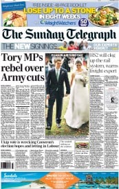 The Sunday Telegraph Newspaper Front Page (UK) for 15 September 2013