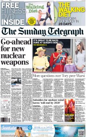 The Sunday Telegraph (UK) Newspaper Front Page for 17 June 2012