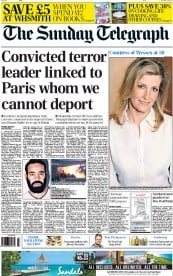 The Sunday Telegraph (UK) Newspaper Front Page for 18 January 2015