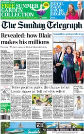 The Sunday Telegraph Newspaper Front Page (UK) for 19 April 2015