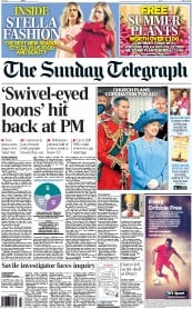 The Sunday Telegraph Newspaper Front Page (UK) for 19 May 2013