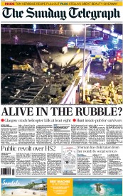 The Sunday Telegraph (UK) Newspaper Front Page for 1 December 2013
