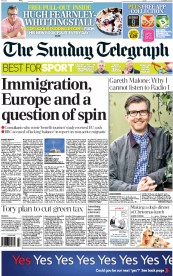 The Sunday Telegraph Newspaper Front Page (UK) for 20 October 2013