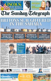 The Sunday Telegraph (UK) Newspaper Front Page for 20 January 2013