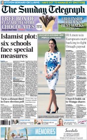 The Sunday Telegraph Newspaper Front Page (UK) for 20 April 2014