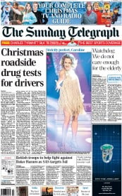 The Sunday Telegraph (UK) Newspaper Front Page for 21 December 2014