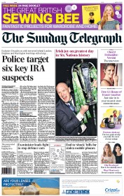The Sunday Telegraph (UK) Newspaper Front Page for 22 March 2015