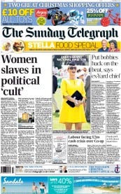 The Sunday Telegraph Newspaper Front Page (UK) for 24 November 2013